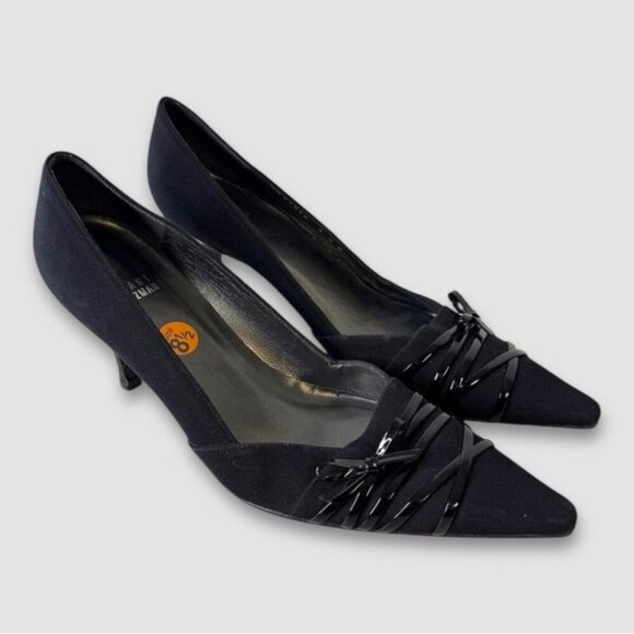 Stuart Weitzman Shoes - Stuart Weitzman Black Y2K 90s Leather Pointed Toe Heeled Shoes Size 8.5